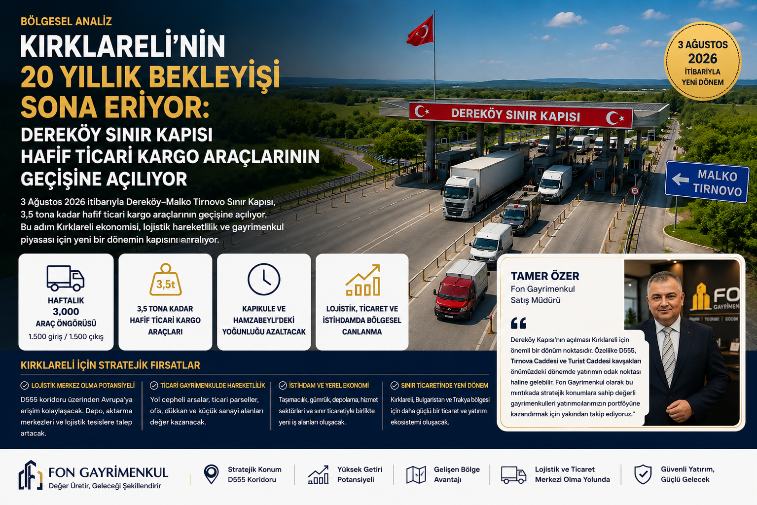 Dereköy Sınır Kapısı ve Kırklareli bölgesel yatırım analizi